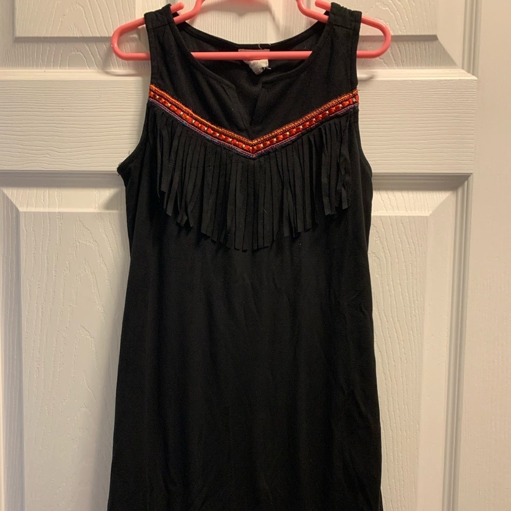 Hayden girls black suede fringe dress